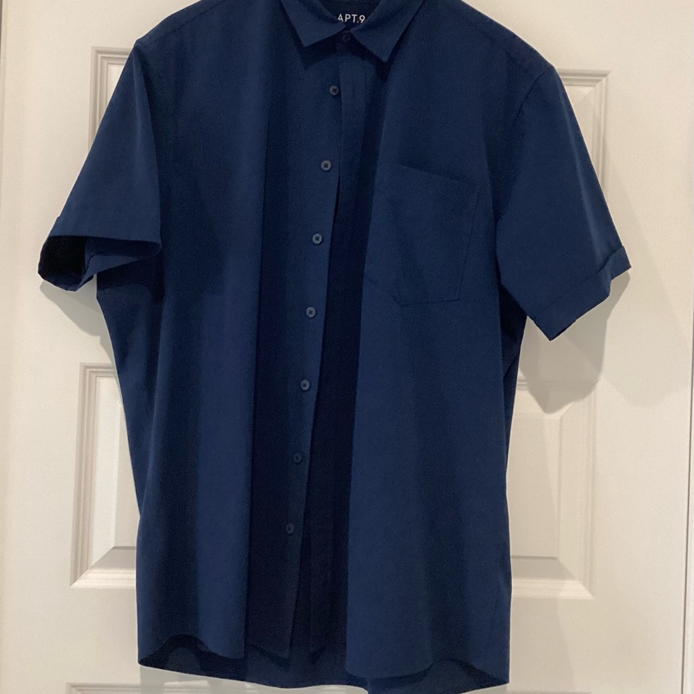 Apt. 9 Men's Deep Blue Casual Button Down Shirt